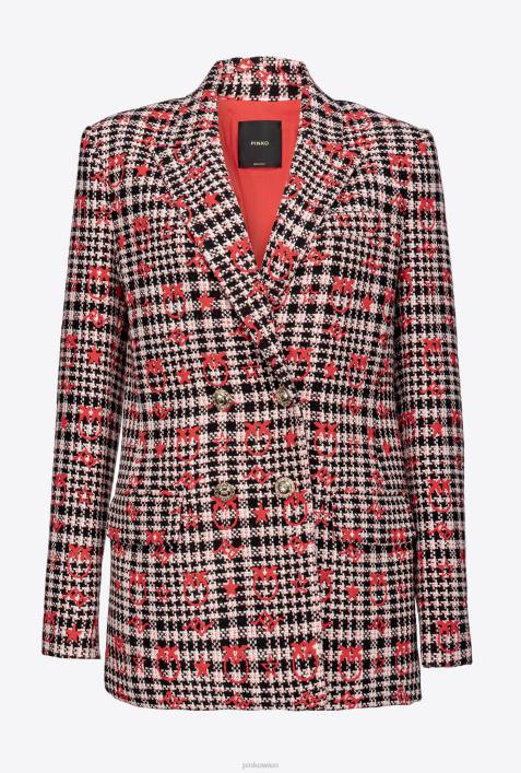 Blazer | Pinko schwarz/weiß/rot Love Birds-Jacquard-BlazerZ4ZP573
