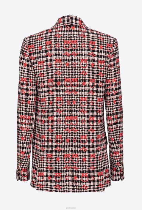 Blazer | Pinko schwarz/weiß/rot Love Birds-Jacquard-BlazerZ4ZP573