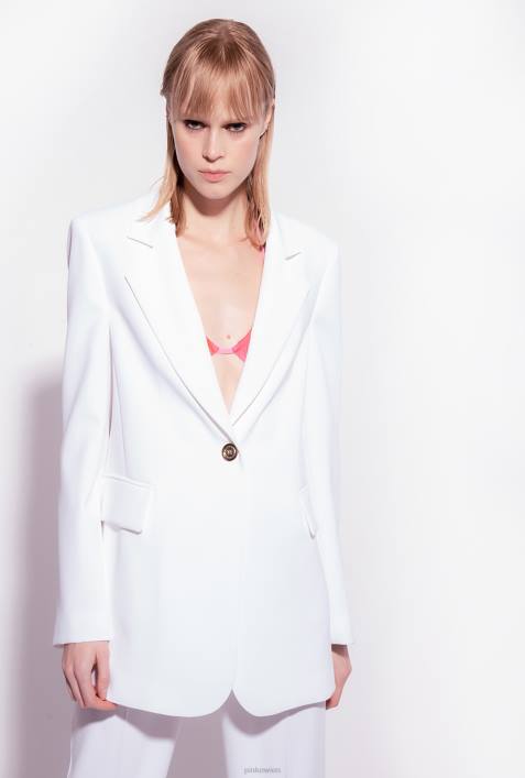 Blazer | Pinko wolkenweiß Einreihiger Blazer aus Stretch-CrêpeZ4ZP563