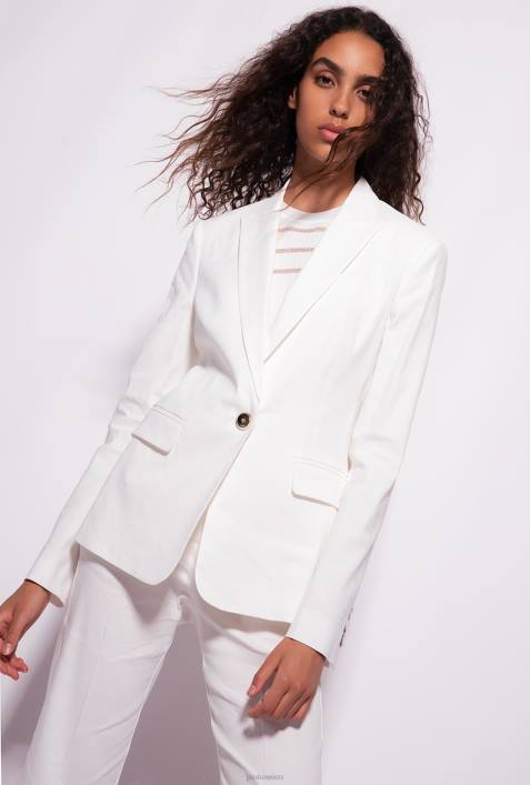 Blazer | Pinko wolkenweiß Einreihiger LeinenblazerZ4ZP601