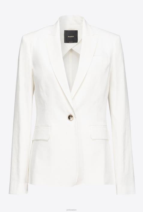 Blazer | Pinko wolkenweiß Einreihiger LeinenblazerZ4ZP601