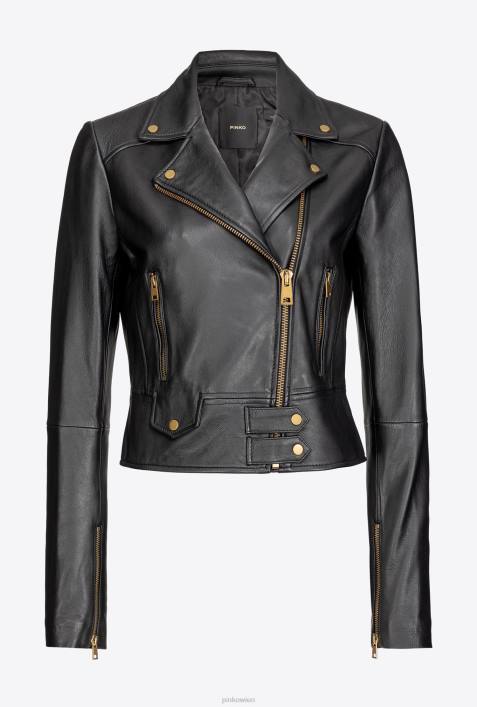Freizeitjacken | Pinko Limousine schwarz Bikerjacke aus NappalederZ4ZP841