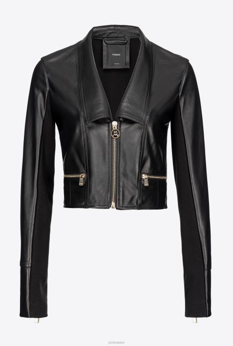 Freizeitjacken | Pinko Limousine schwarz Bikerjacke aus zwei StoffenZ4ZP840