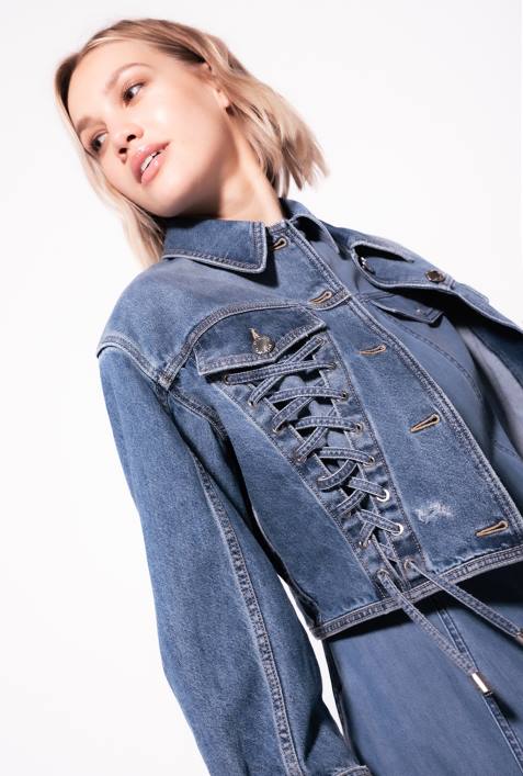 Freizeitjacken | Pinko Mittlere Vintage-Waschung Jeansjacke mit SchnürungZ4ZP817