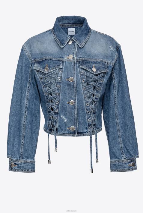Freizeitjacken | Pinko Mittlere Vintage-Waschung Jeansjacke mit SchnürungZ4ZP817