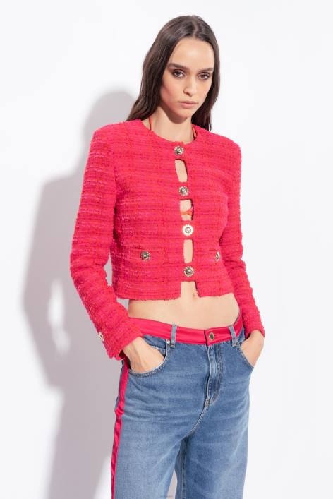 Freizeitjacken | Pinko Multi-Fuchsia/Rot Kurze gemusterte TweedjackeZ4ZP612