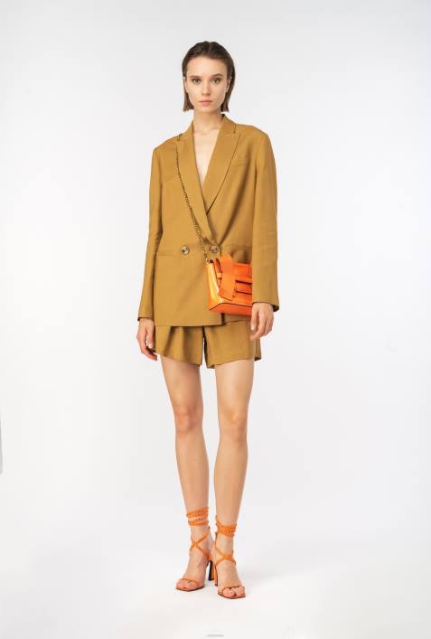 Freizeitjacken | Pinko Senf Fließender Blazer aus Viskose und LeinenZ4ZP592