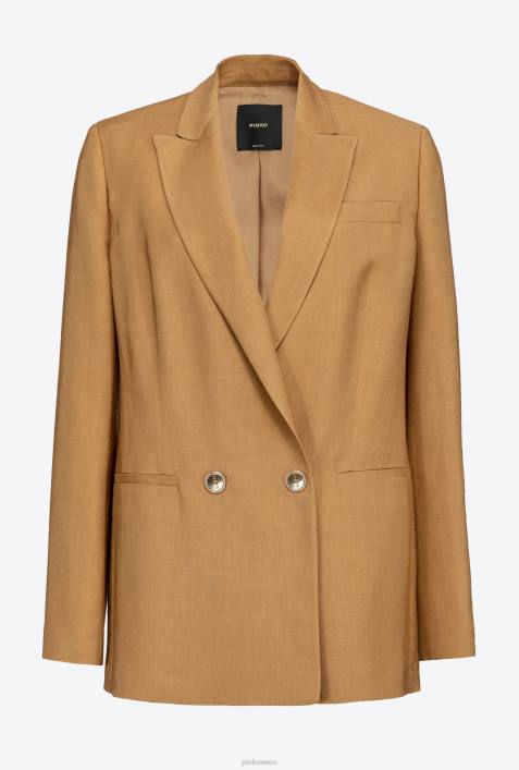 Freizeitjacken | Pinko Senf Fließender Blazer aus Viskose und LeinenZ4ZP592
