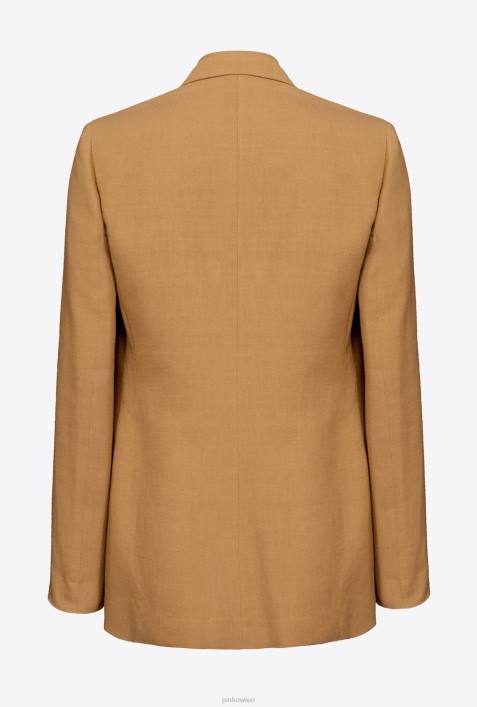 Freizeitjacken | Pinko Senf Fließender Blazer aus Viskose und LeinenZ4ZP592