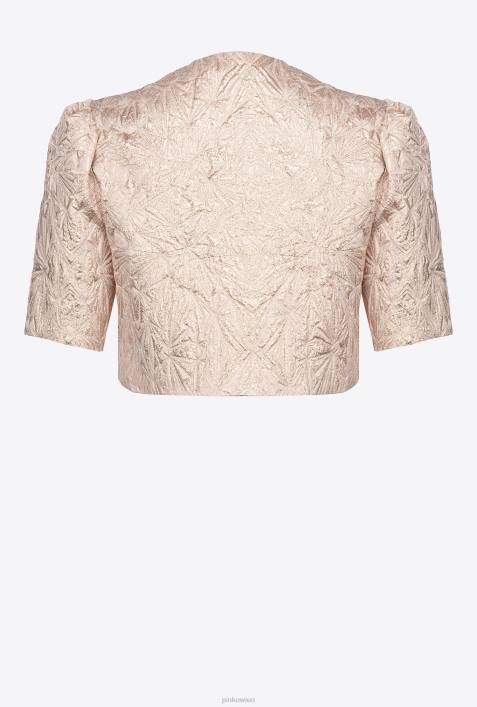 Freizeitjacken | Pinko gelbbraunes Beige Achselzucken aus Lamé-JacquardZ4ZP595