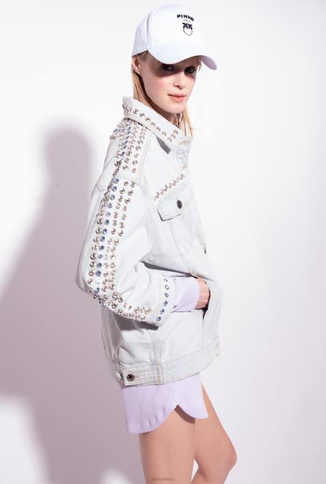 Freizeitjacken | Pinko leichte Bleichwäsche Jeansjacke mit Metall und StrasssteinenZ4ZP835