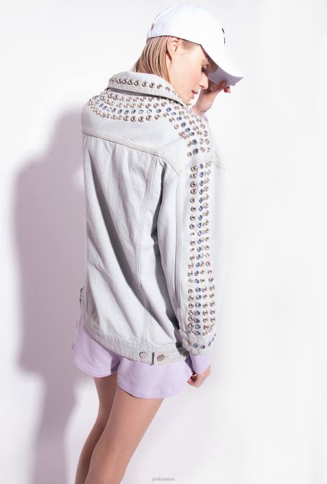 Freizeitjacken | Pinko leichte Bleichwäsche Jeansjacke mit Metall und StrasssteinenZ4ZP835