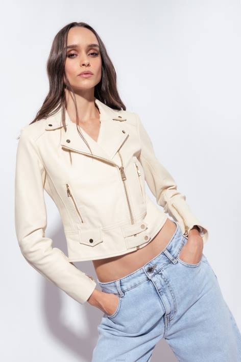 Freizeitjacken | Pinko rosa rauchweiß Bikerjacke aus NappalederZ4ZP832