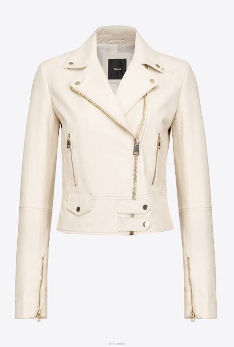 Freizeitjacken | Pinko rosa rauchweiß Bikerjacke aus NappalederZ4ZP832