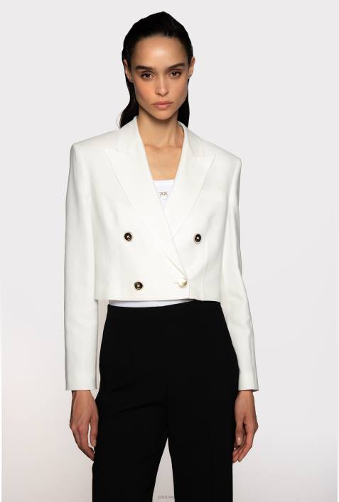 Freizeitjacken | Pinko seidenweiß Spencer-Jacke aus Viskose und LeinenZ4ZP615