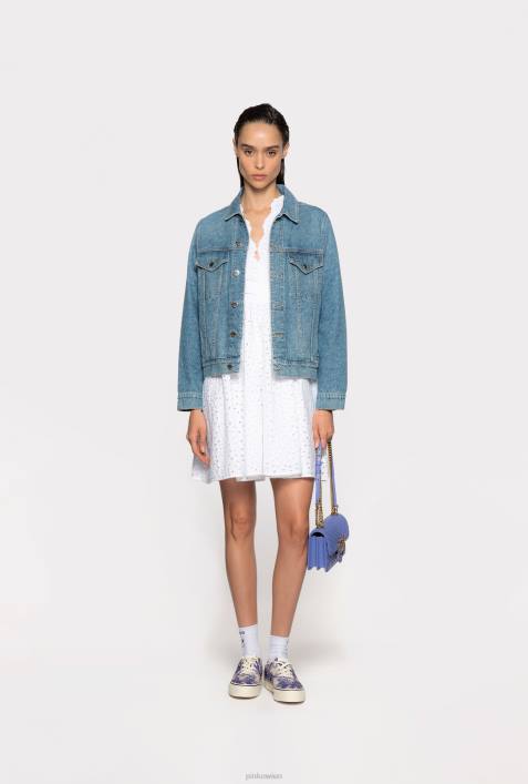 Freizeitjacken | Pinko weiß/dunkelblau Jeansjacke mit LogoZ4ZP836