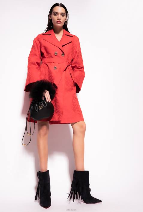Mäntel | Pinko Formel1 rot Jacquard-Trenchcoat mit LogomusterZ4ZP839
