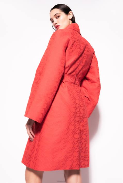 Mäntel | Pinko Formel1 rot Jacquard-Trenchcoat mit LogomusterZ4ZP839