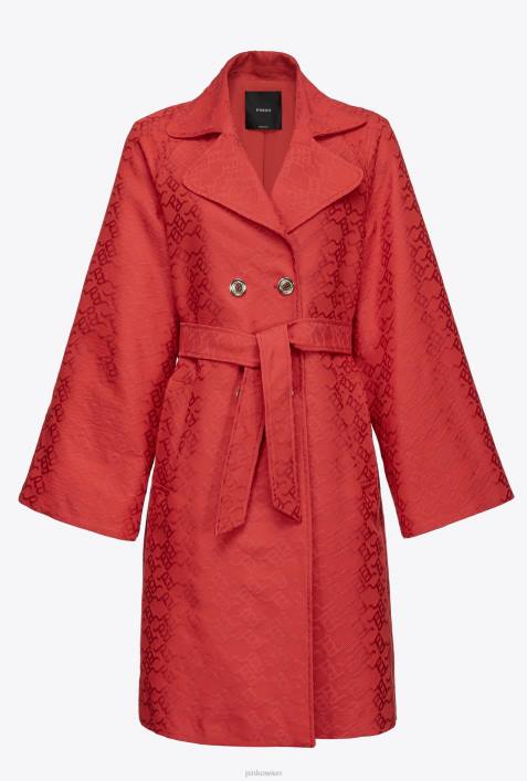 Mäntel | Pinko Formel1 rot Jacquard-Trenchcoat mit LogomusterZ4ZP839