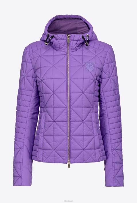 Mäntel | Pinko Lavendelflieder leichte Daunenjacke mit Logo-PatchZ4ZP843