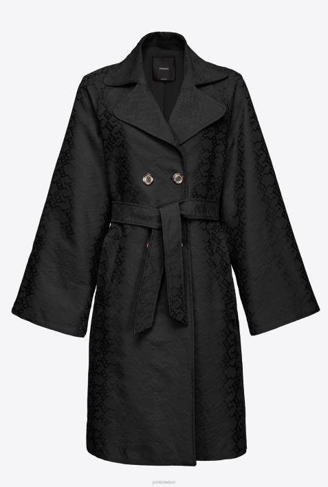 Mäntel | Pinko Limousine schwarz Jacquard-Trenchcoat mit LogomusterZ4ZP838