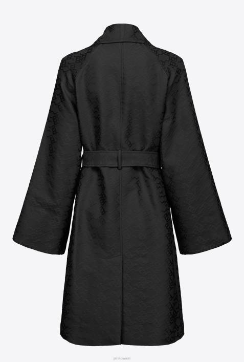 Mäntel | Pinko Limousine schwarz Jacquard-Trenchcoat mit LogomusterZ4ZP838