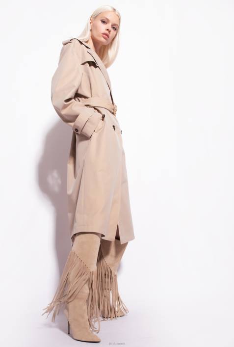 Mäntel | Pinko Safari-Beige Trenchcoat mit „Love Birds“-SchnalleZ4ZP831