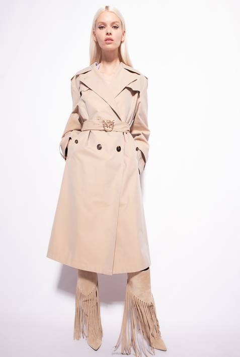 Mäntel | Pinko Safari-Beige Trenchcoat mit „Love Birds“-SchnalleZ4ZP831