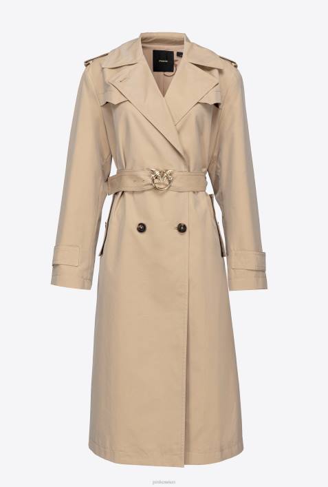 Mäntel | Pinko Safari-Beige Trenchcoat mit „Love Birds“-SchnalleZ4ZP831