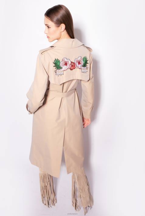 Mäntel | Pinko Safari-Beige bestickter TrenchcoatZ4ZP837