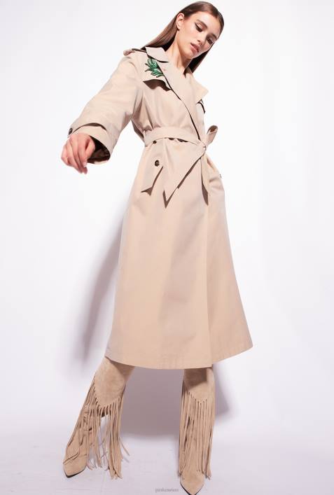 Mäntel | Pinko Safari-Beige bestickter TrenchcoatZ4ZP837