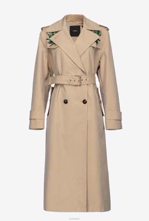 Mäntel | Pinko Safari-Beige bestickter TrenchcoatZ4ZP837