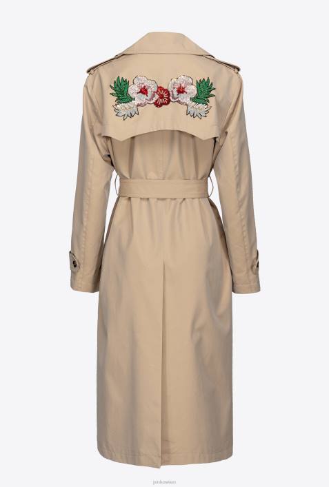 Mäntel | Pinko Safari-Beige bestickter TrenchcoatZ4ZP837