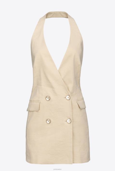 Mäntel | Pinko gefrostetes Mandelbeige lange LeinenwesteZ4ZP112