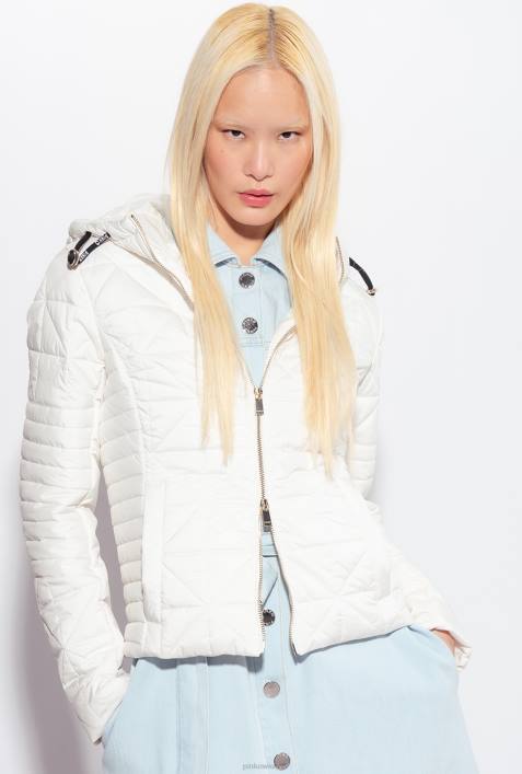 Mäntel | Pinko seidenweiß leichte Daunenjacke mit Logo-PatchZ4ZP844
