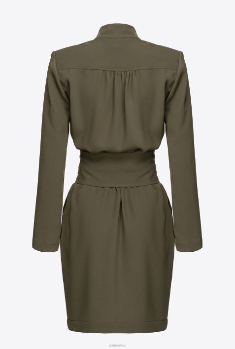 kurze Kleider | Pinko Armeegrün Kleid mit Love Birds-Gürtel und ReißverschlussZ4ZP216