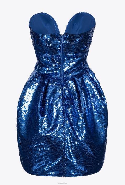 kurze Kleider | Pinko Blau Vollständig mit Pailletten besetztes Mini-BallonkleidZ4ZP202