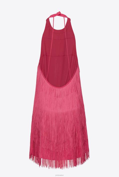 kurze Kleider | Pinko Fuchsia-Lila Minikleid mit feinen FransenZ4ZP189