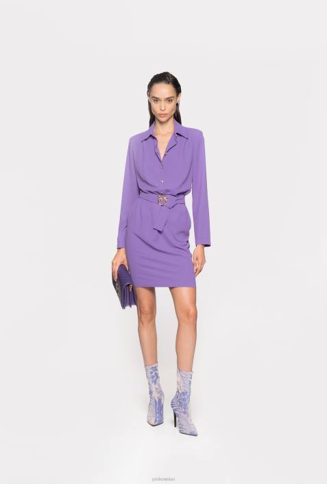kurze Kleider | Pinko Lavendelflieder Hemdblusenkleid mit „Love Birds“-SchnalleZ4ZP126