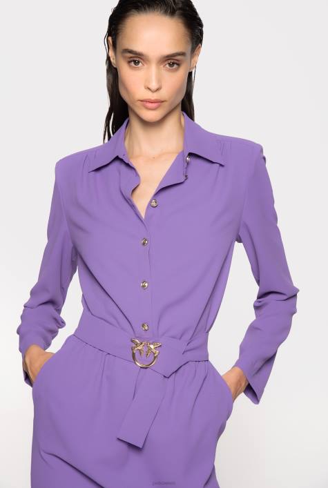 kurze Kleider | Pinko Lavendelflieder Hemdblusenkleid mit „Love Birds“-SchnalleZ4ZP126