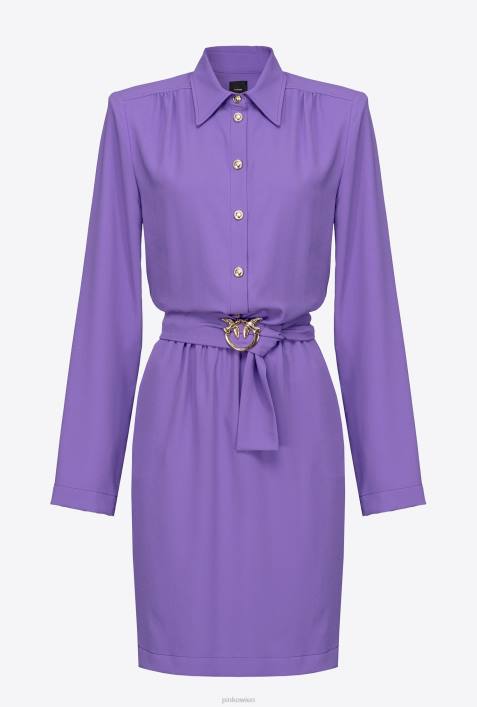 kurze Kleider | Pinko Lavendelflieder Hemdblusenkleid mit „Love Birds“-SchnalleZ4ZP126