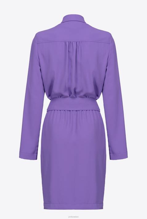 kurze Kleider | Pinko Lavendelflieder Hemdblusenkleid mit „Love Birds“-SchnalleZ4ZP126