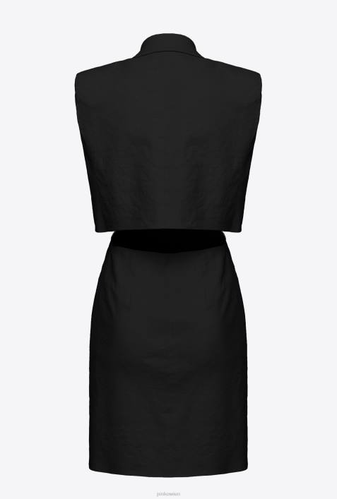 kurze Kleider | Pinko Limousine schwarz Blazerkleid aus LeinenZ4ZP20