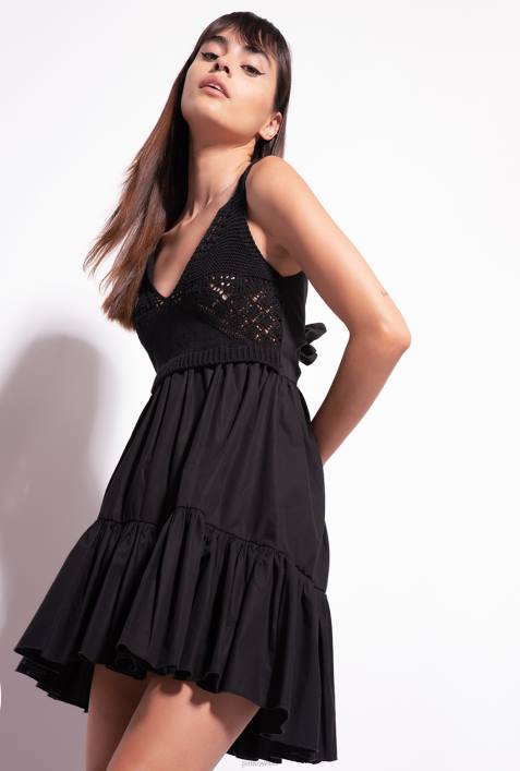 kurze Kleider | Pinko Limousine schwarz Kleid aus Trikot und PopelineZ4ZP178