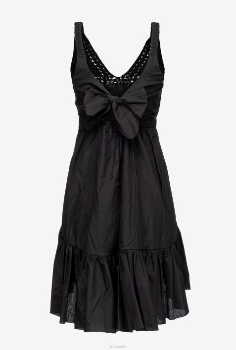 kurze Kleider | Pinko Limousine schwarz Kleid aus Trikot und PopelineZ4ZP178