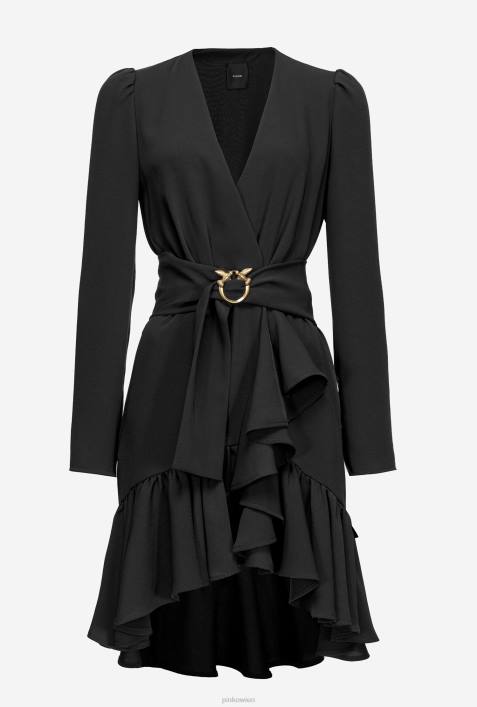 kurze Kleider | Pinko Limousine schwarz Kleid mit Love Birds-GürtelZ4ZP218