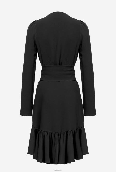 kurze Kleider | Pinko Limousine schwarz Kleid mit Love Birds-GürtelZ4ZP218