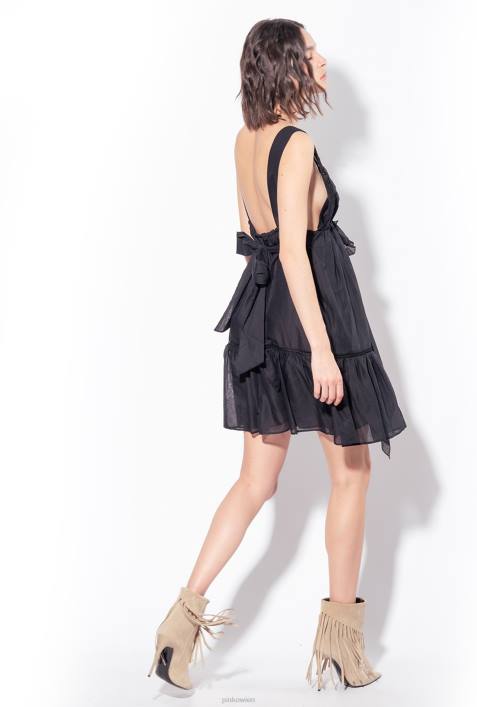 kurze Kleider | Pinko Limousine schwarz Minikleid aus MusselinZ4ZP60