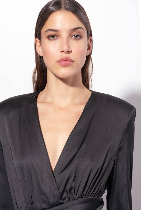 kurze Kleider | Pinko Limousine schwarz Minikleid aus Stretch-SatinZ4ZP105