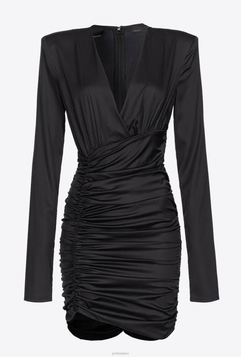 kurze Kleider | Pinko Limousine schwarz Minikleid aus Stretch-SatinZ4ZP105